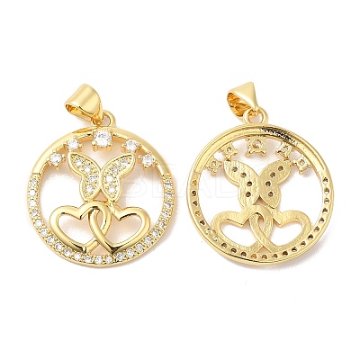 Brass Micro Pave Clear Cubic Zirconia Pendants ZIRC-L103-037G-1