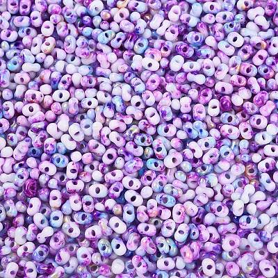Two Tone Baking Paint Glass Seed Beads SEED-C003-01K-1