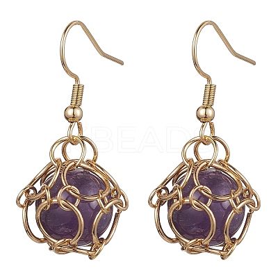 Natural Mixed Gemstone Dangle Earrings EJEW-JE05659-01-1