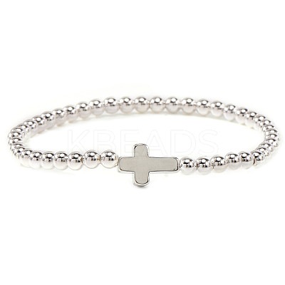 Brass & 304 Stainless Steel Beads Stretch Bracelets Set EI7625-4-1