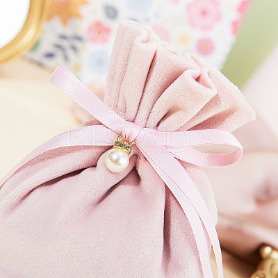 Velvet Jewelry Bags with Drawstring & Plastic Imitation Pearl LS-TP-CJC0001-03C-1