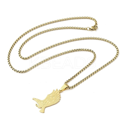 201 Stainless Steel Eagle Pendant Necklaces NJEW-H055-06G-1