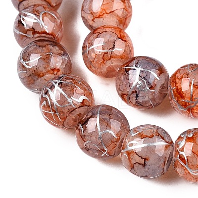 Drawbench Crackle Glass Beads Strands GLAA-N006-8mm-09-1