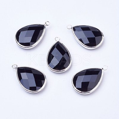 Silver Color Plated Brass Glass teardrop X-GLAA-M006-A-12S-1