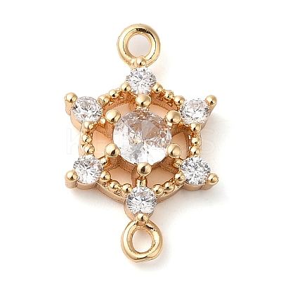Brass Pave Clear Cubic Zirconia Connector Charms KK-G503-30G-1