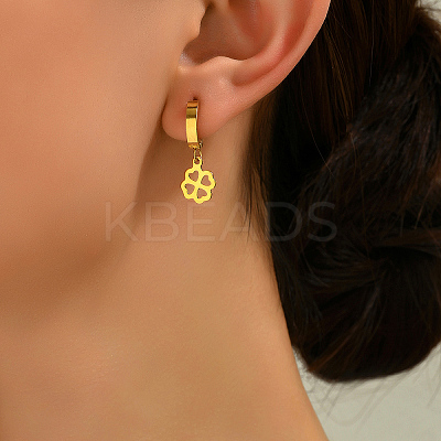 Fashionable Clover Brass Hoop Earrings HI5934-1