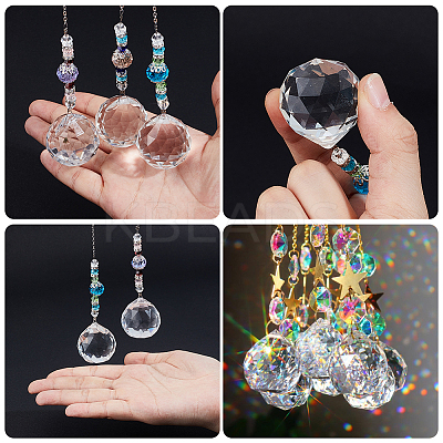 3Pcs 3 Colors Glass Teardrop Pendant Decorations FIND-SP0002-52-1