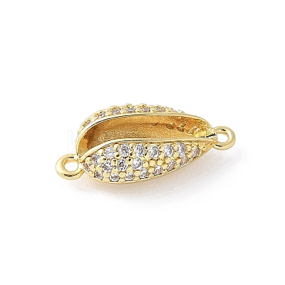 Brass Micro Pave Clear Cubic Zirconia Shell Shaped Links Connector Charms KK-K399-03A-G-1