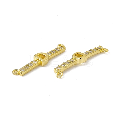 Rack Plating Brass Micro Pave Clear Cubic Zirconia Connector Charms KK-C007-37G-D-1