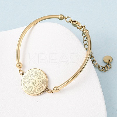 Religion 304 Stainless Steel Link Bracelets for Women BJEW-F524-02A-G-1