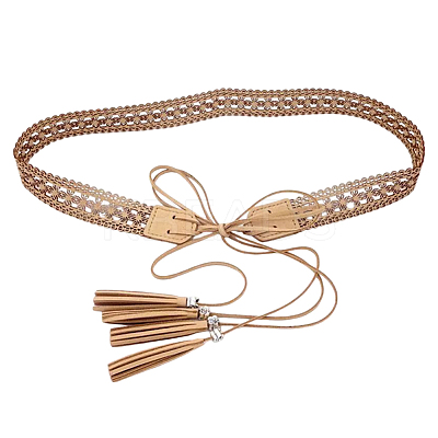 Bohemian Imitation Leather Tassel Wrap Chain Belts AJEW-WH20033-096AS-D-1