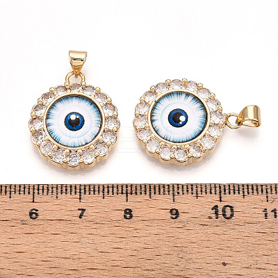 Brass Micro Pave Clear Cubic Zirconia Pendants for Women KK-T070-92A-01-1
