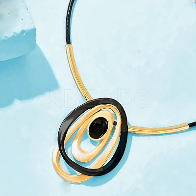 Oval Alloy & Resin Pendant Necklaces FS-WG6879B-01-1