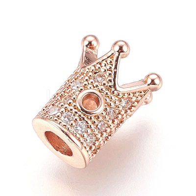 Brass Micro Pave Cubic Zirconia Beads LS-ZIRC-F088-029RG-1