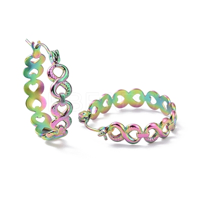 Ion Plating(IP) Rainbow Color 304 Stainless Steel Infinity Hoop Earrings for Women EJEW-G293-28M-1