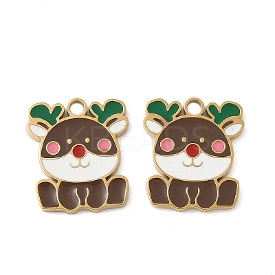 Christmas 304 Stainless Steel Enamel Pendants STAS-Z093-08N-G-1