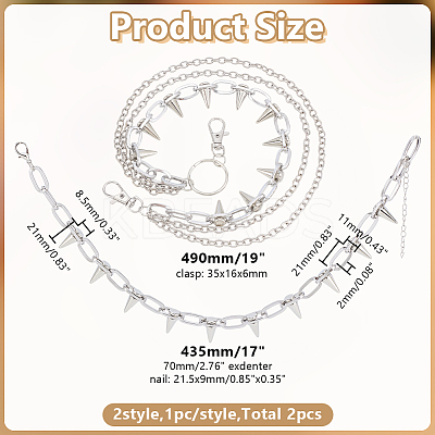 1Pc Punk Exaggerated Alloy Cable Necklaces NJEW-AR0001-08-1