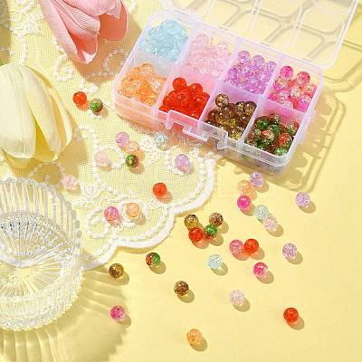 200Pcs 8 Colors Transparent Crackle Acrylic Beads CACR-FS0001-03-1