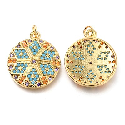 Brass Micro Pave Colorful Cubic Zirconia Pendants ZIRC-J024-09G-1