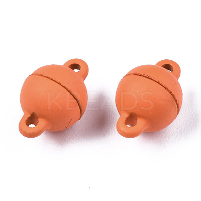 Spray Painted Alloy Magnetic Clasps with Loops PALLOY-T080-20-NR-1