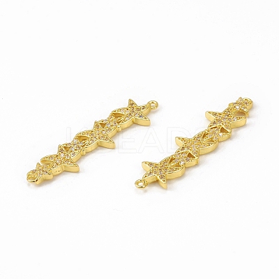 Brass Micro Pave Clear Cubic Zirconia Connector Charms KK-E068-VB075-1