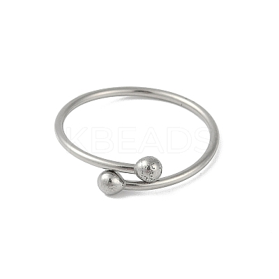 Non-Tarnish 304 Stainless Steel Round Ball Open Cuff Finger Rings for Women X-RJEW-C105-01P-1