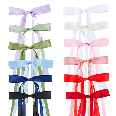 24Pcs 12 Colors Polyester Ribbon Bowknot Alligator Hair Clips PHAR-FH0001-04-1