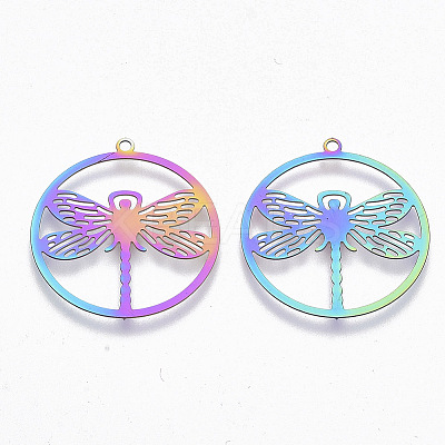 Ion Plating(IP) 201 Stainless Steel Filigree Pendants LS-X-STAS-R102-14-1