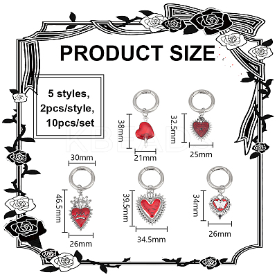 Gothic Heart Alloy Enamel Shoes Charms HJEW-GO00051-1
