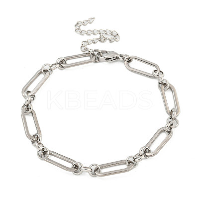 Non-Tarnish 304 Stainless Steel Oval Link Chains Bracelets for Men & Women LS-BJEW-D042-09P-1
