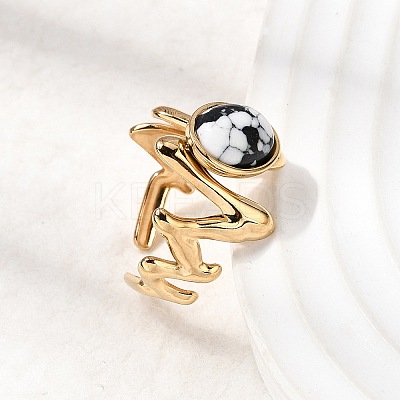 304 Stainless Steel Open Cuff Rings for Women RJEW-K258-17C-G-1