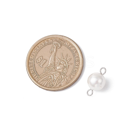 Shell Pearl Round Connector Charms PALLOY-JF04477-02-1