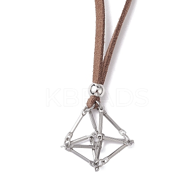 Crystal Holder Cage Necklace NJEW-JN04587-01-1