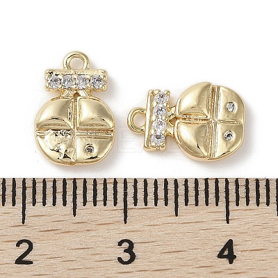 Brass Micro Pave Clear Cubic Zirconia Charms KK-G491-08G-1
