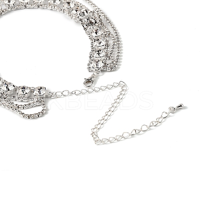 Brass Full Rhinestone Flat Round Tassel Y Necklaces for Women NJEW-M104-01S-02-1