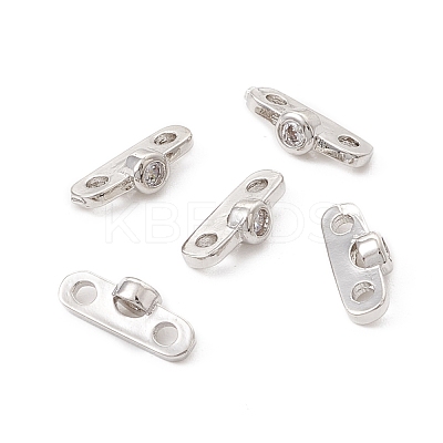 Rack Plating Brass Pave Clear Cubic Zirconia Connector Charms KK-G433-04P-1