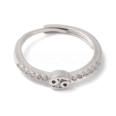 Rack Plating Brass Clear Cubic Zirconia Constellation Adjustable Rings for Women RJEW-S407-08P-11-1