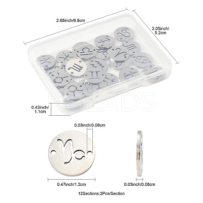 24Pcs 12 Styles 201 Stainless Steel Links/Connectors STAS-FS0001-98-1