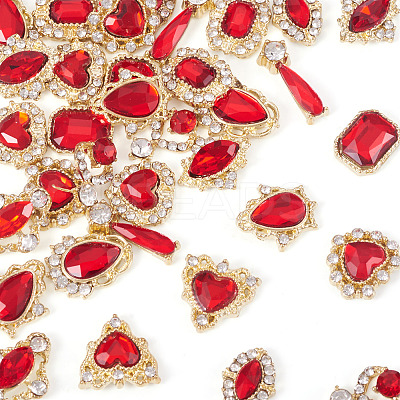 48Pcs 12 Styles Alloy Rhinestone Cabochons MRMJ-TA0001-45B-1