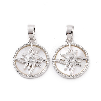 Brass Micro Pave Clear Cubic Zirconia Pendants KK-E068-VC127-1
