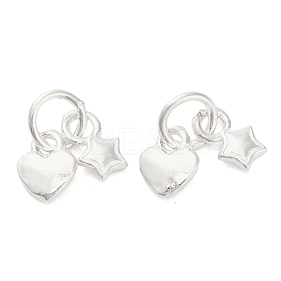 925 Sterling Silver Heart and Star Charms STER-P071-06S-1