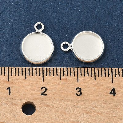Flat Round Brass Pendant Cabochon Settings KK-K414-14B-S-1