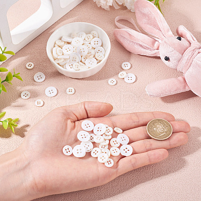 105Pcs 3 Styles Natural 4-Hole Freshwater Shell Buttons BUTT-TA0001-26-1