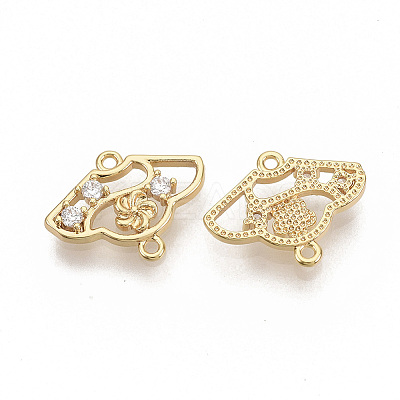 Brass Micro Pave Clear Cubic Zirconia Links connectors KK-T051-08G-NF-1