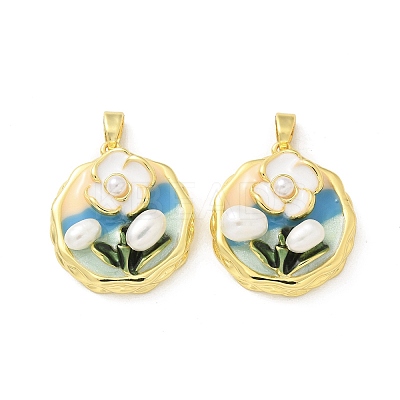 Brass Enamel Pendants KK-Z083-11G-1
