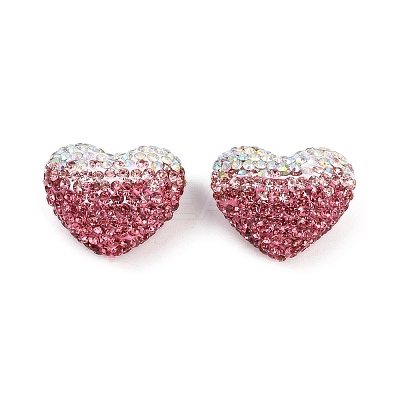 Gradient Color Heart Shaped Polymer Clay Rhinestone Beads CLAY-NH0002-03A-1