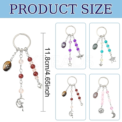 Glass & Alloy & Natural Amethyst Keychain KEYC-YW00146-01-1