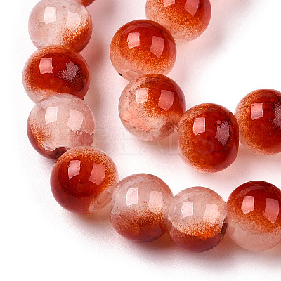 Crackle Baking Paint Imitation Jade Glass Beads Strands DGLA-T003-6mm-10-1