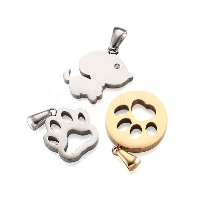 304 Stainless Steel Pendants STAS-FW0001-09-1