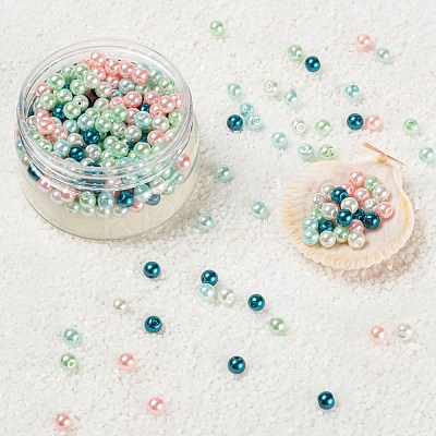300Pcs Baking Paint Pearlized Glass Pearl Round Beads HY-FS0001-04-1
